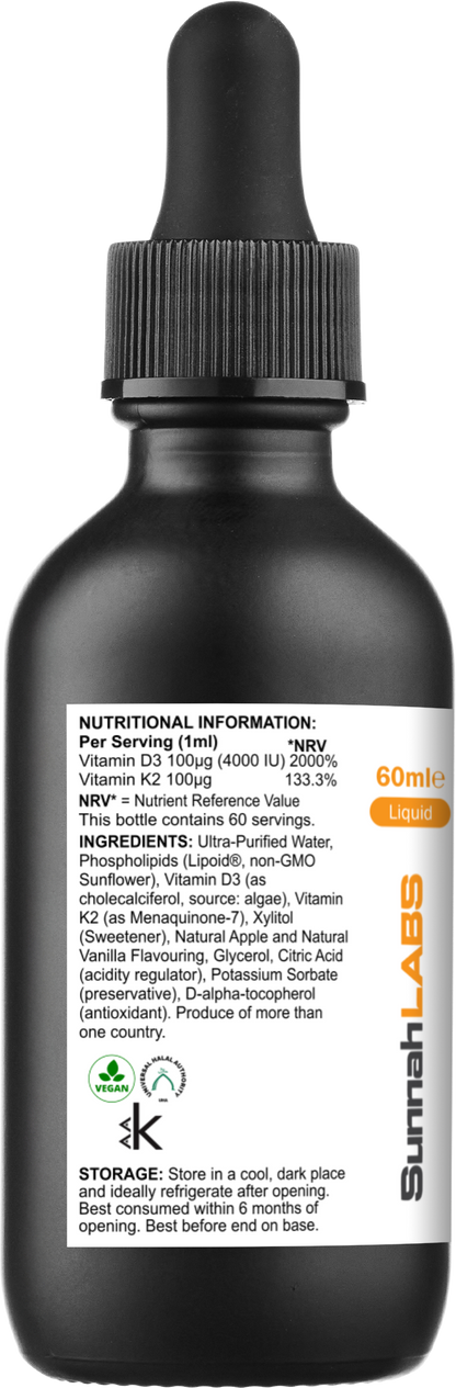 LipoVitamins D3+K2 MK-7 Dropper Bottle (Apple & Vanilla)